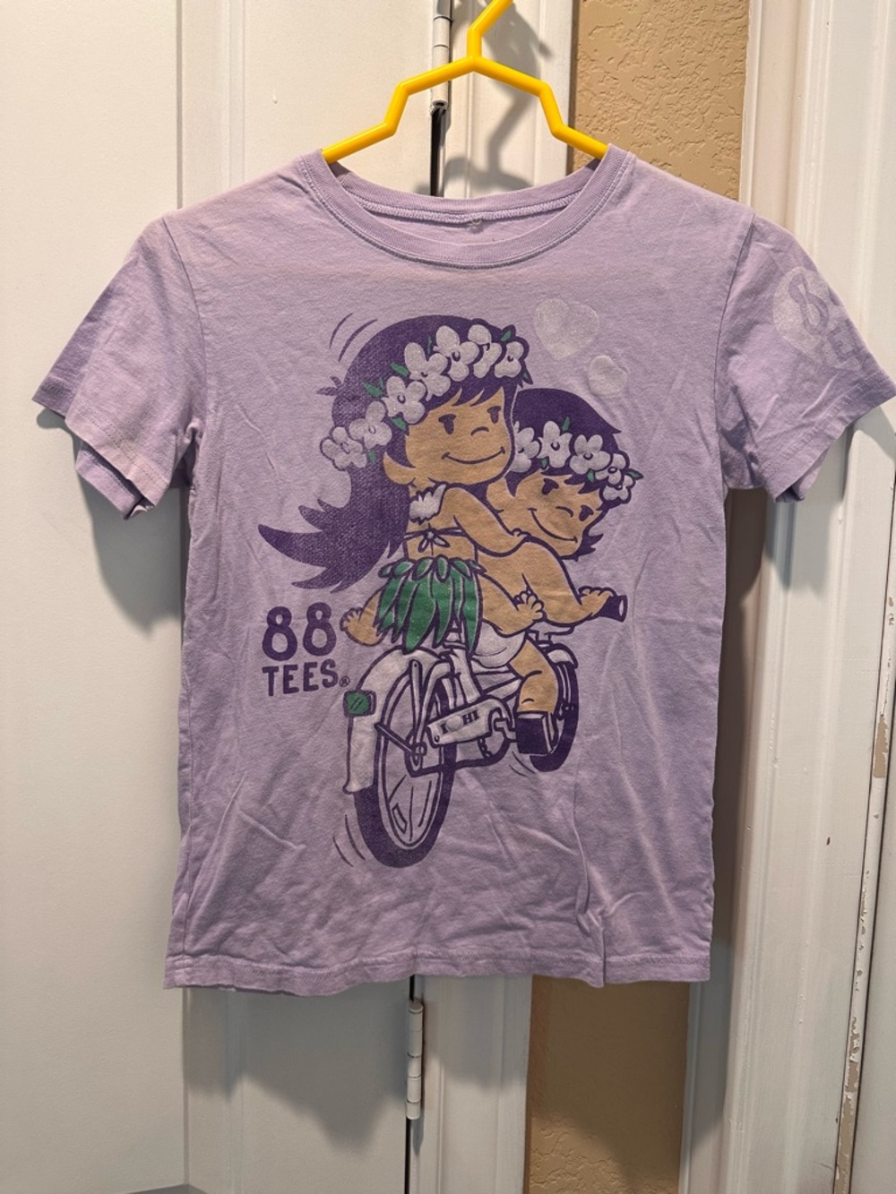 88 Tees Hawaii Purple Graphic Tee Kids 14/16 Hula Girl Shirt